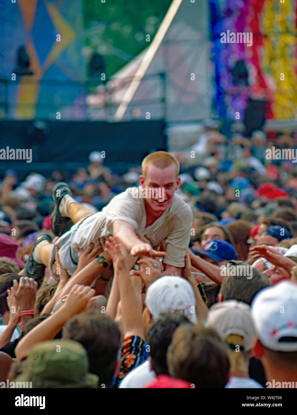Saugerties, New York, USA, August, 1994 Massive crowds fill the muddy