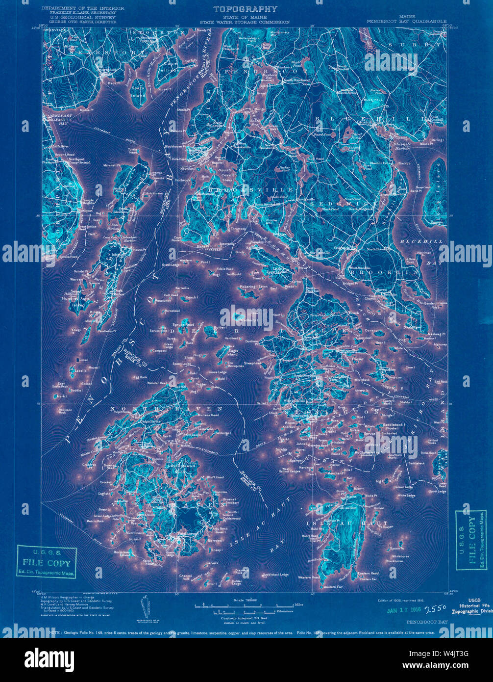 Maine USGS Historical Map Penobscot Bay 807613 1905 125000 Inversion