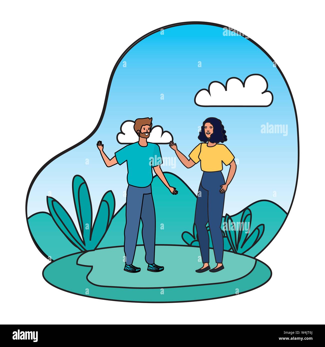 young lovers couple in the landscape Stock Vector Image & Art - Alamy