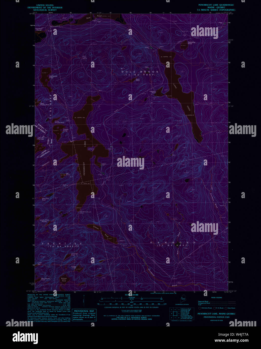 Maine USGS Historical Map Penobscot Lake 102871 1989 24000 Inversion