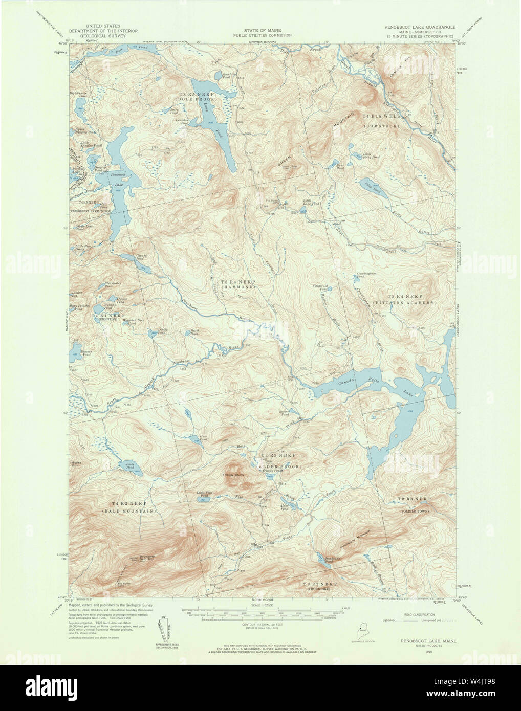 Maine USGS Historical Map Penobscot Lake 306715 1956 62500 Restoration