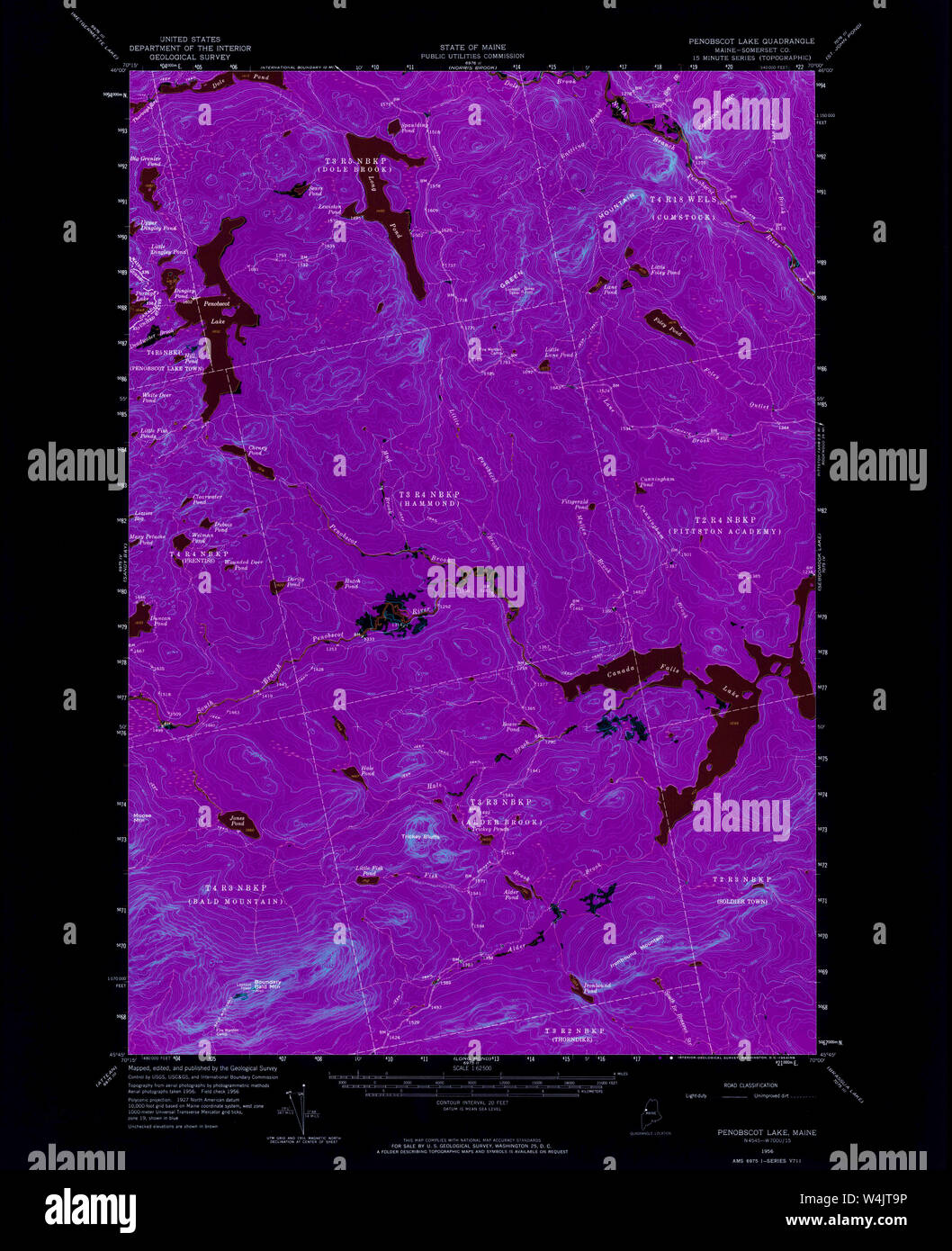 Maine USGS Historical Map Penobscot Lake 460735 1956 62500 Inversion