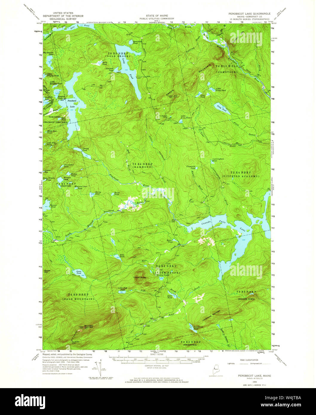 Maine USGS Historical Map Penobscot Lake 460735 1956 62500 Restoration