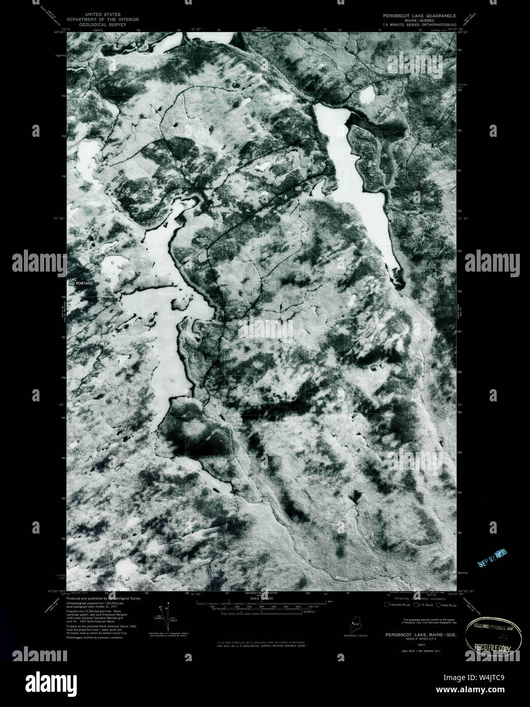 Maine USGS Historical Map Penobscot Lake 460737 1977 24000 Inversion