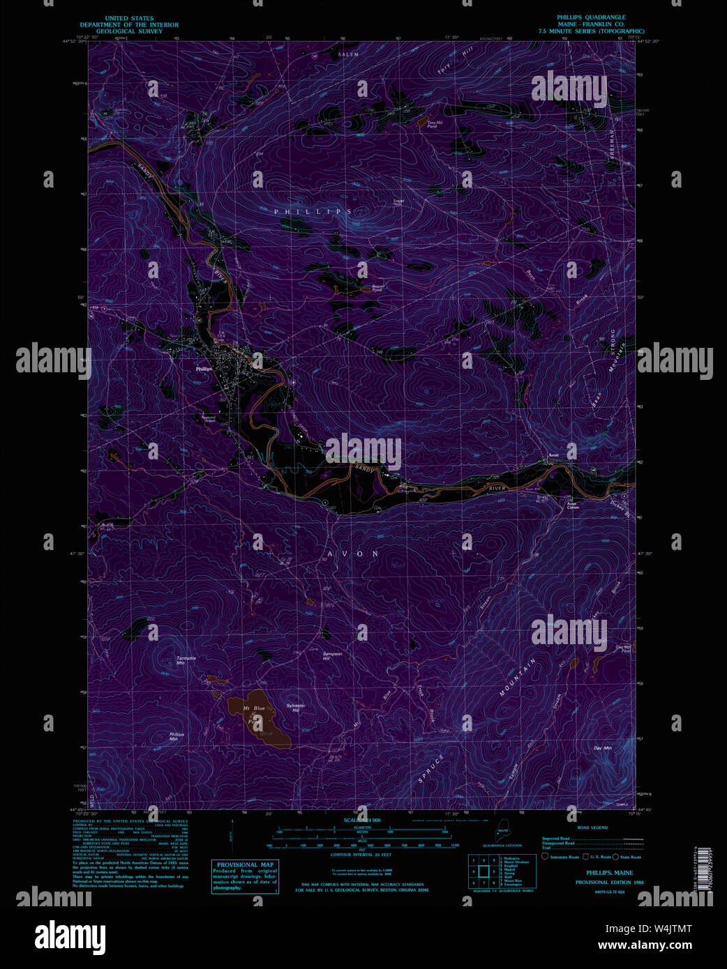 Maine USGS Historical Map Phillips 102876 1984 24000 Inversion