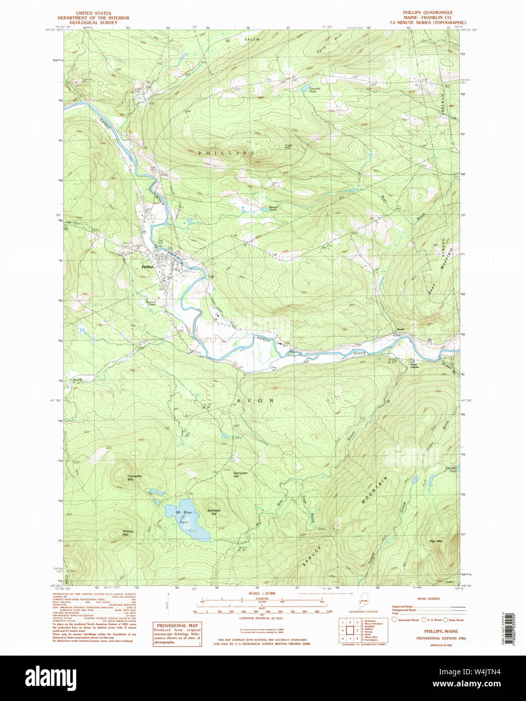 Maine USGS Historical Map Phillips 102876 1984 24000 Restoration Stock