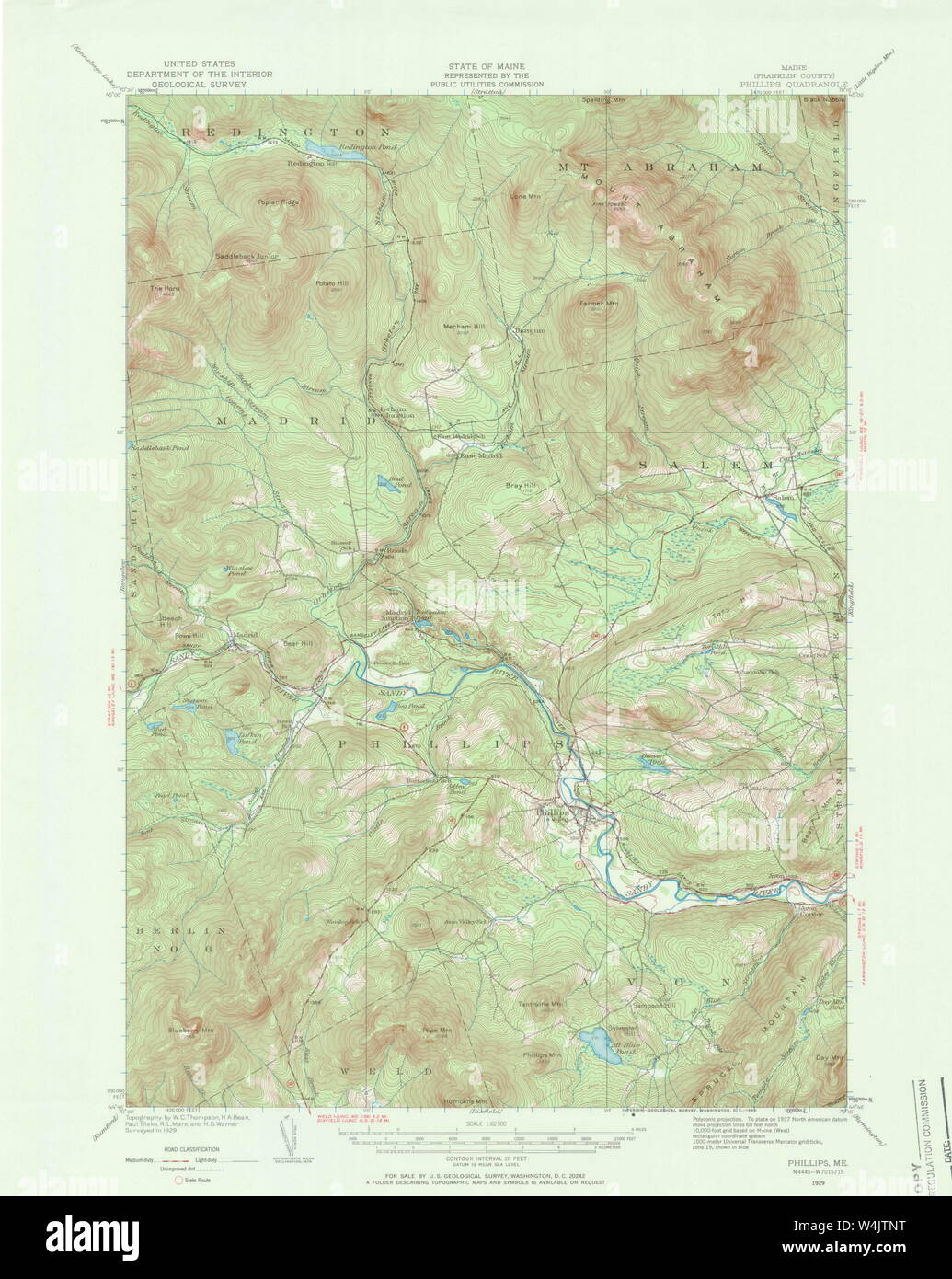 Maine USGS Historical Map Phillips 306717 1929 62500 Restoration Stock