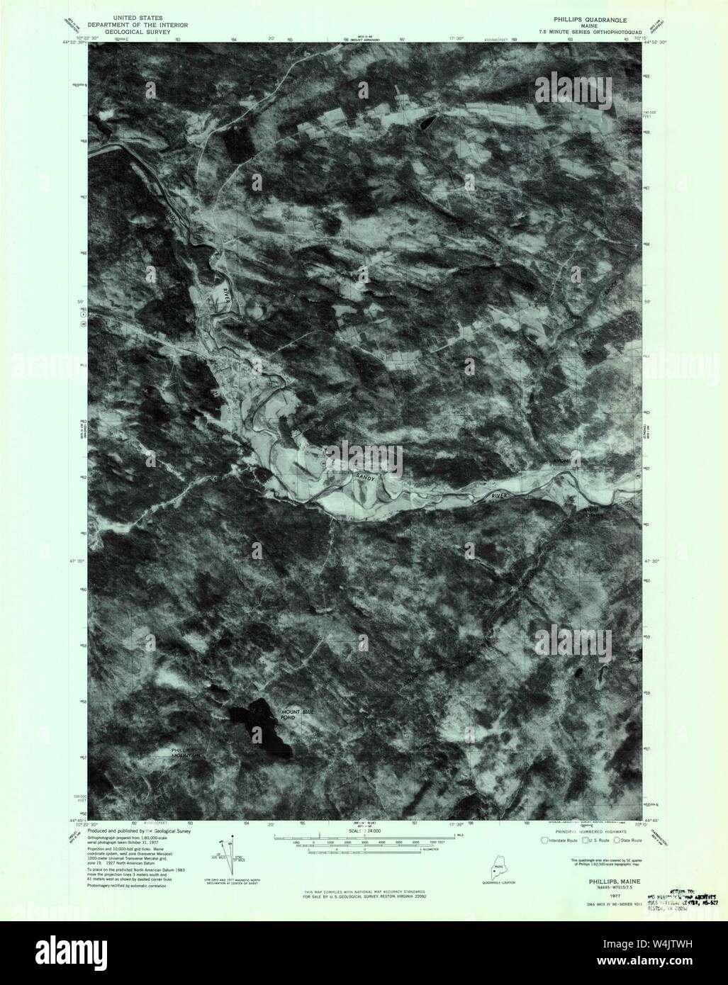 Maine USGS Historical Map Phillips 807028 1977 24000 Restoration Stock