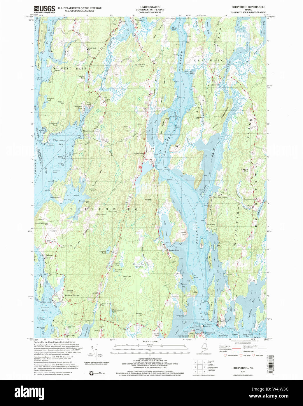 Maine USGS Historical Map Phippsburg 102877 2000 24000 Restoration