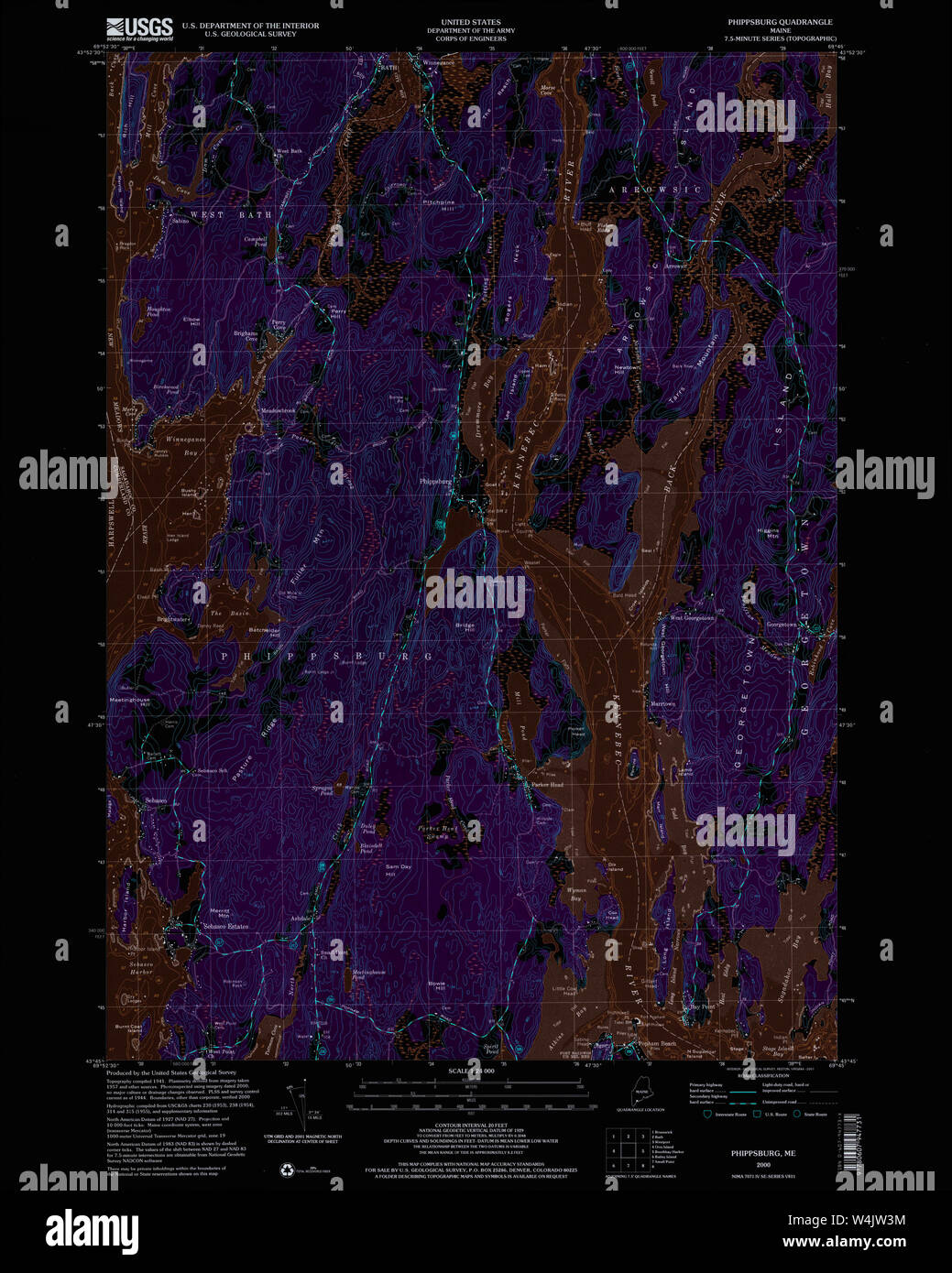 Maine USGS Historical Map Phippsburg 102877 2000 24000 Inversion