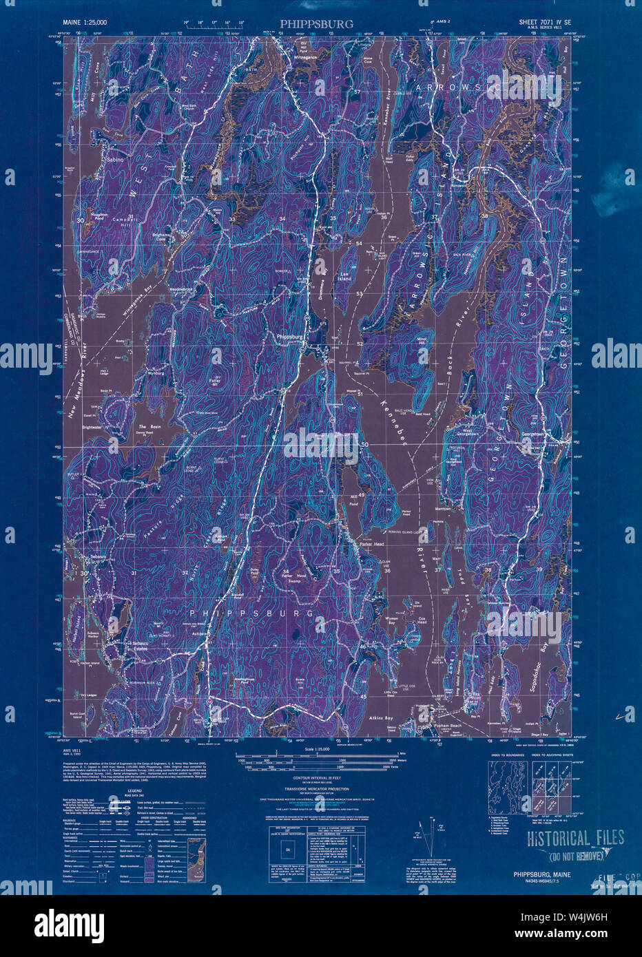 Maine USGS Historical Map Phippsburg 807030 1950 25000 Inversion