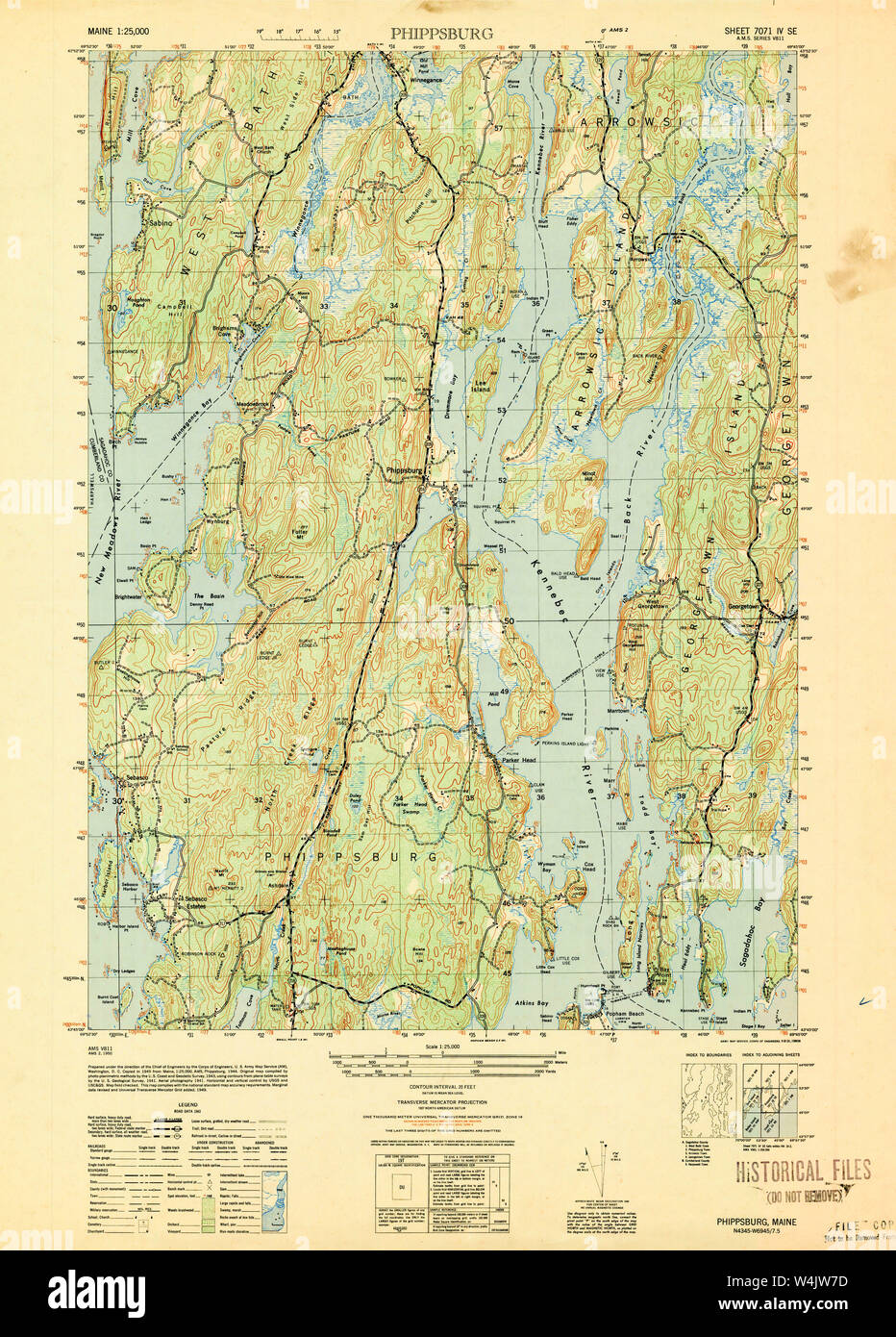 Maine USGS Historical Map Phippsburg 807030 1950 25000 Restoration
