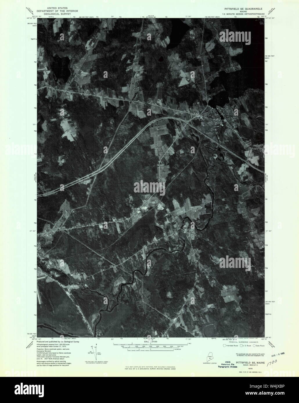 Maine USGS Historical Map Pittsfield SE 807036 1975 24000 Restoration ...