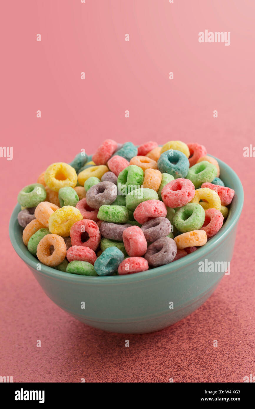 Colorful Fruit Flavored Cereal Stock Photo