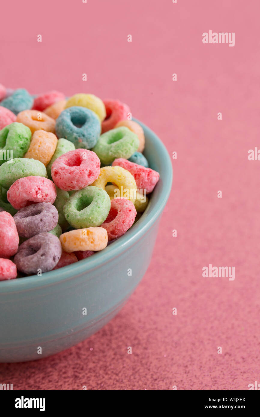 Colorful Fruit Flavored Cereal Stock Photo