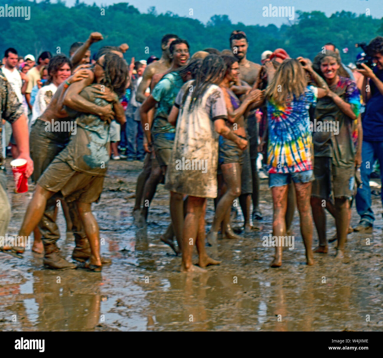 Saugerties, New York, USA, August, 1994 Massive crowds fill the muddy