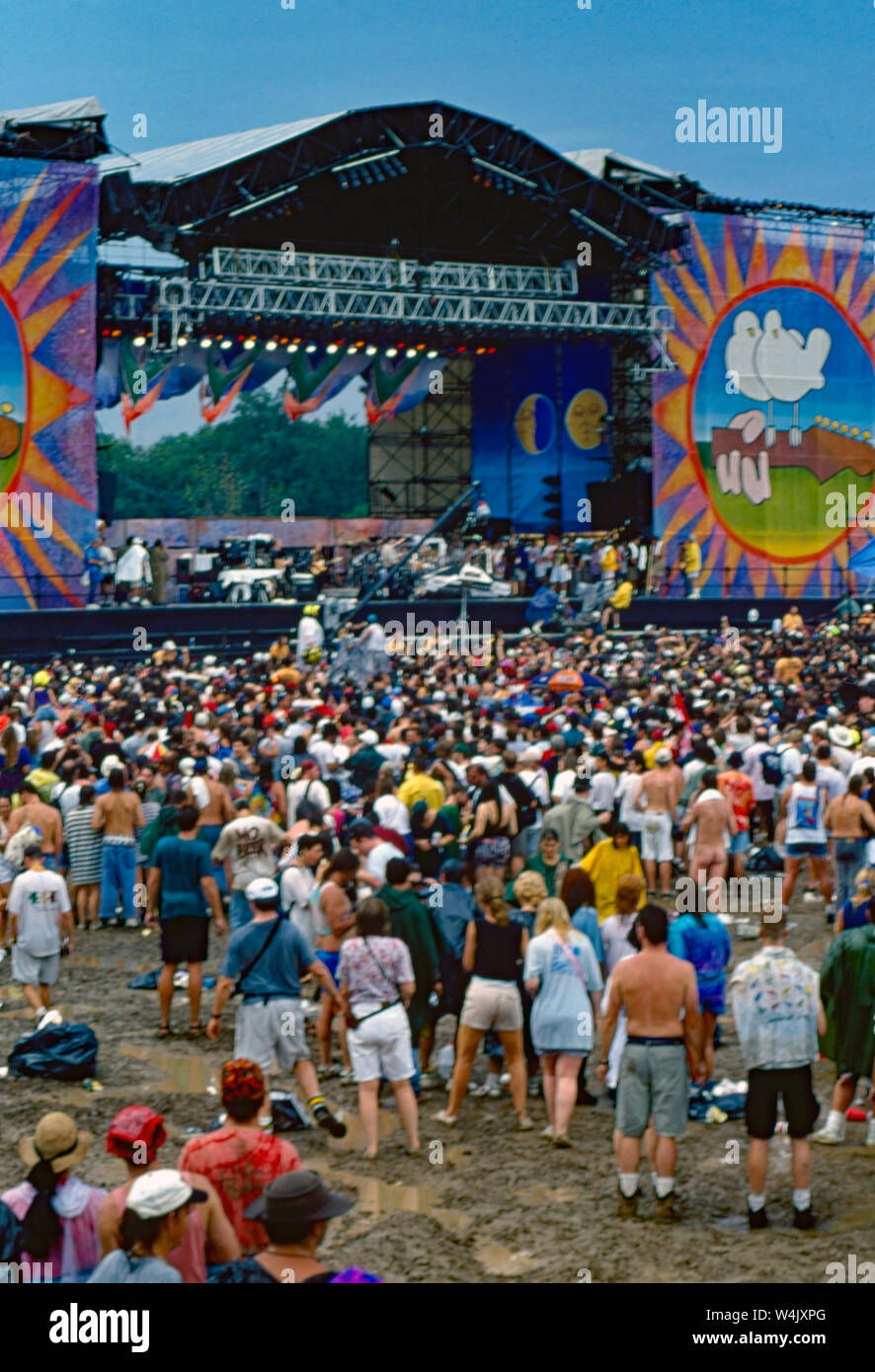 Saugerties, New York, USA, August, 1994 Massive crowds fill the muddy