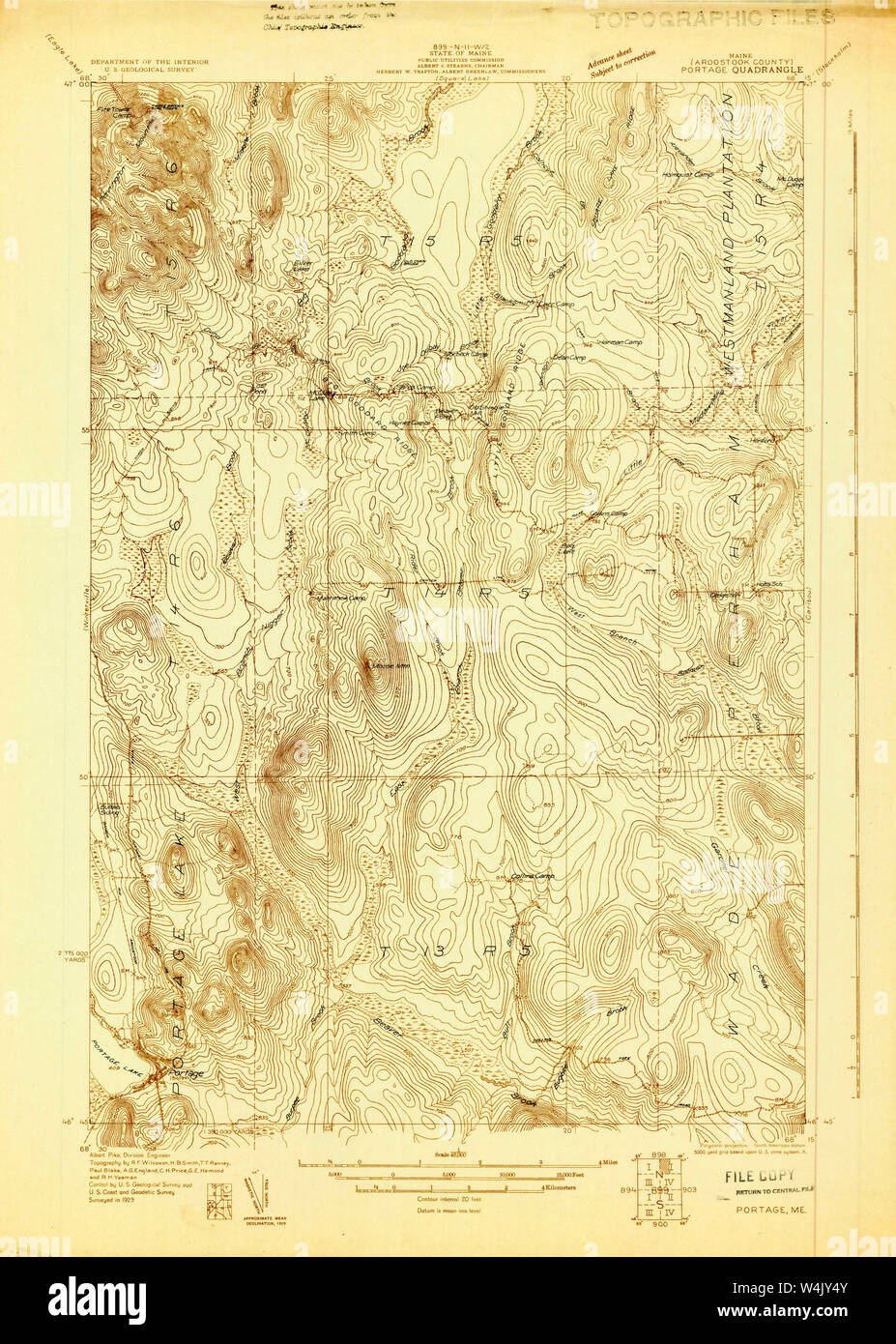 Maine USGS Historical Map Portage 807632 1929 48000 Restoration Stock