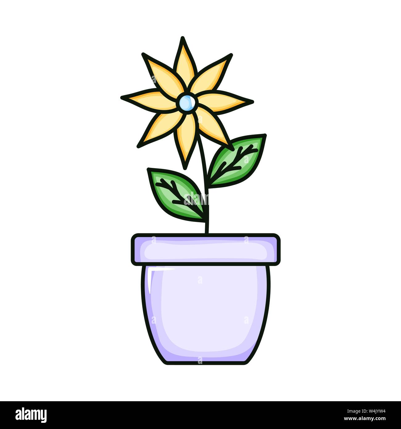 beautiful flower with leafs in ceramic pot vector illustration design ...