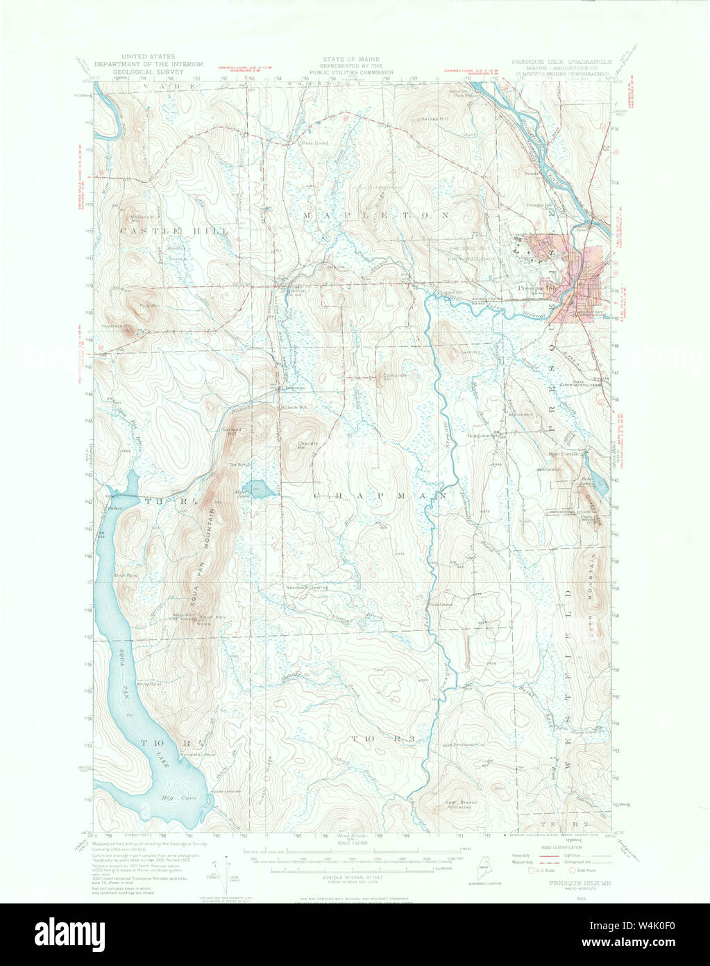 Maine USGS Historical Map Presque Isle 306732 1953 62500 Restoration