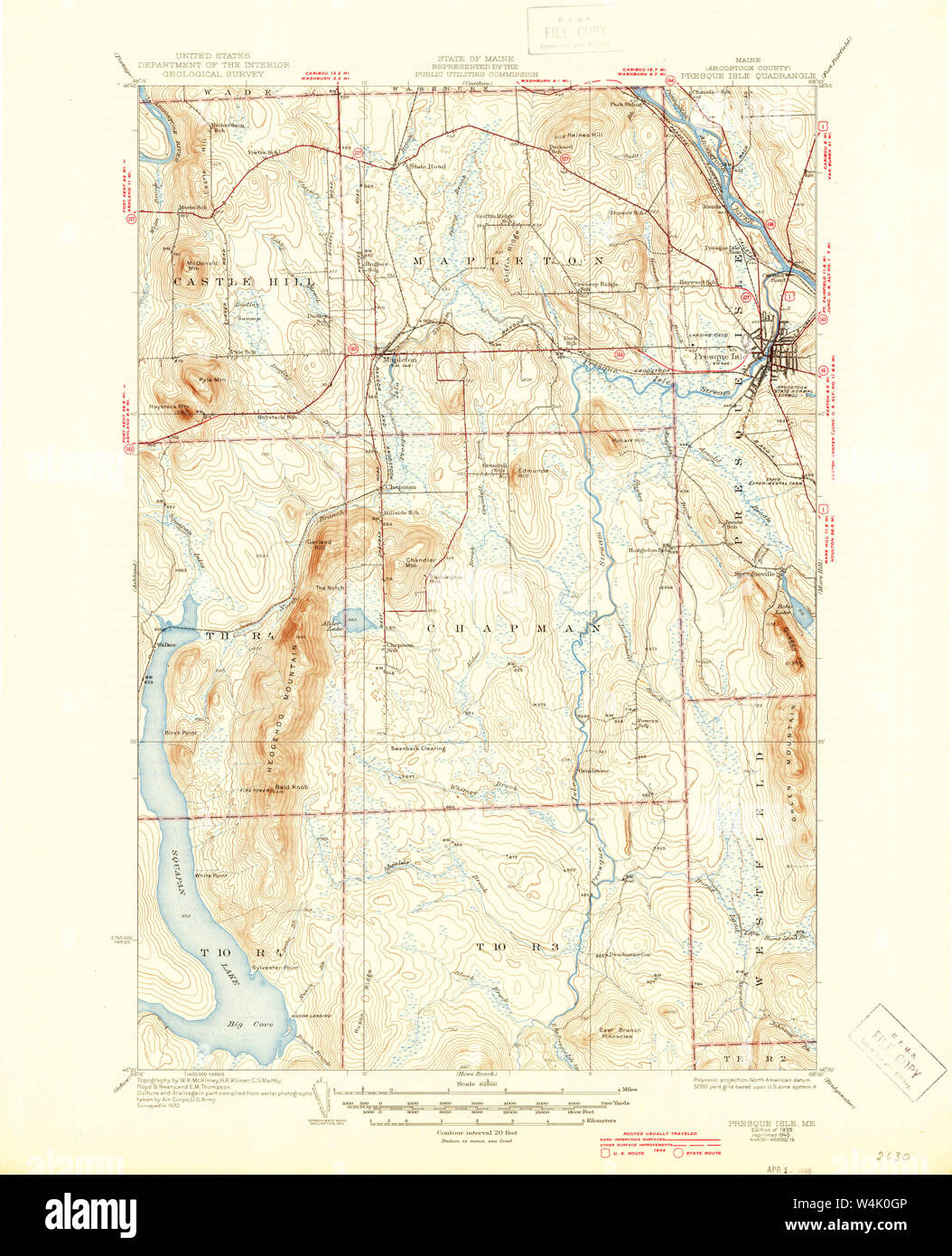 Maine USGS Historical Map Presque Isle 460777 1935 62500 Restoration