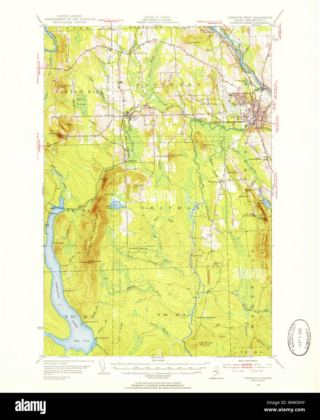 Maine USGS Historical Map Presque Isle 460778 1953 62500 Restoration