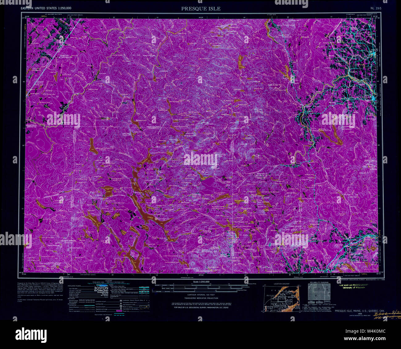 Maine USGS Historical Map Presque Isle 707533 1954 250000 Inversion