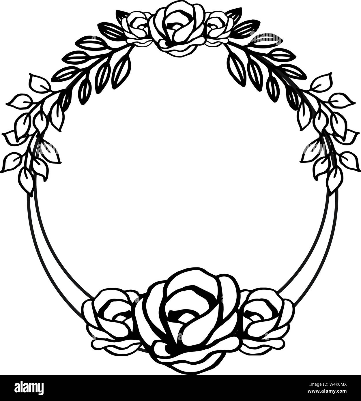 Pattern decorative of round rose flower frame. Vector illustration