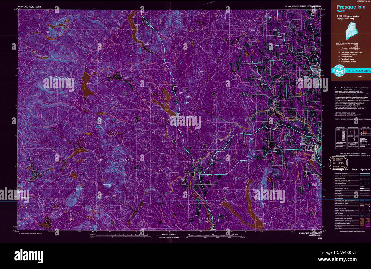 Maine USGS Historical Map Presque Isle 808185 1994 100000 Inversion