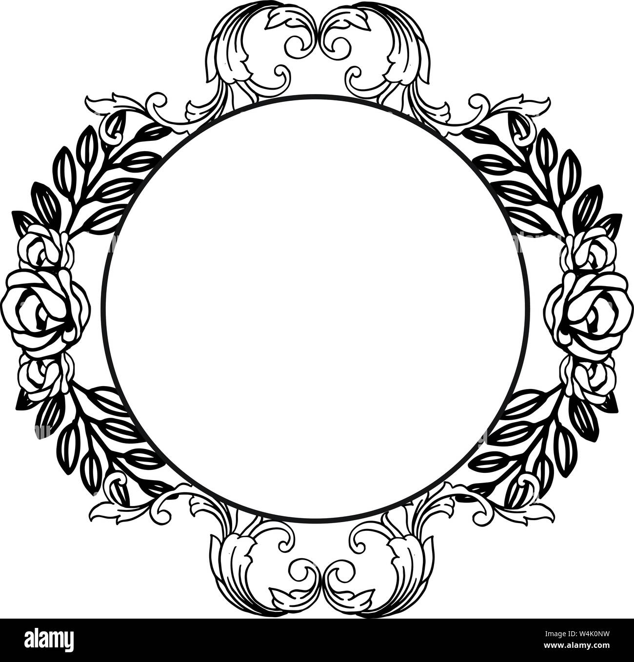 Pattern decorative of round rose flower frame. Vector illustration ...