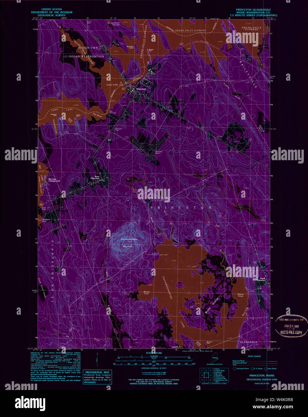 Maine USGS Historical Map Princeton 808186 1990 24000 Inversion