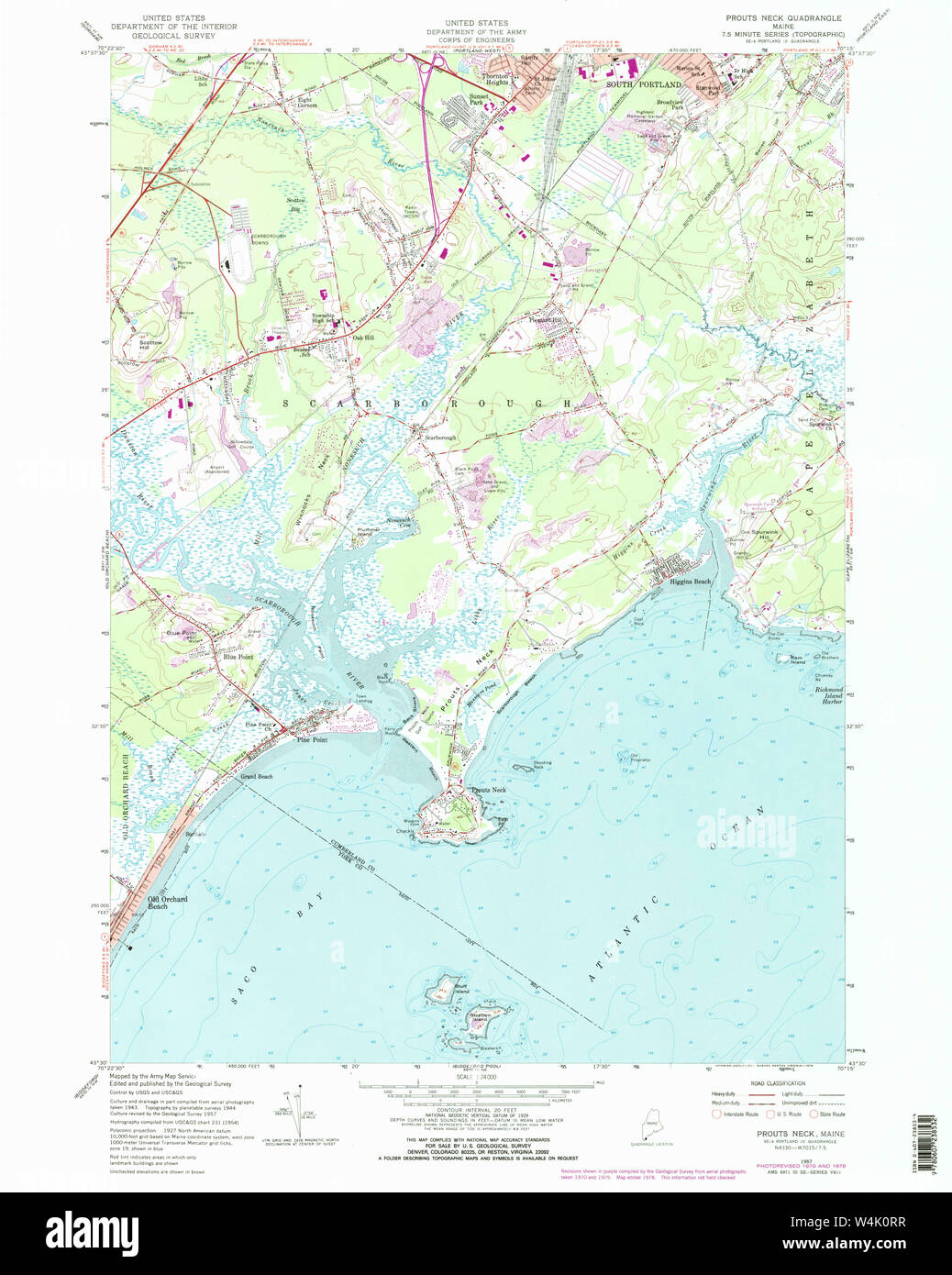 Prouts Neck Maine Map Maine Usgs Historical Map Prouts Neck 102899 1957 24000 Restoration Stock  Photo - Alamy