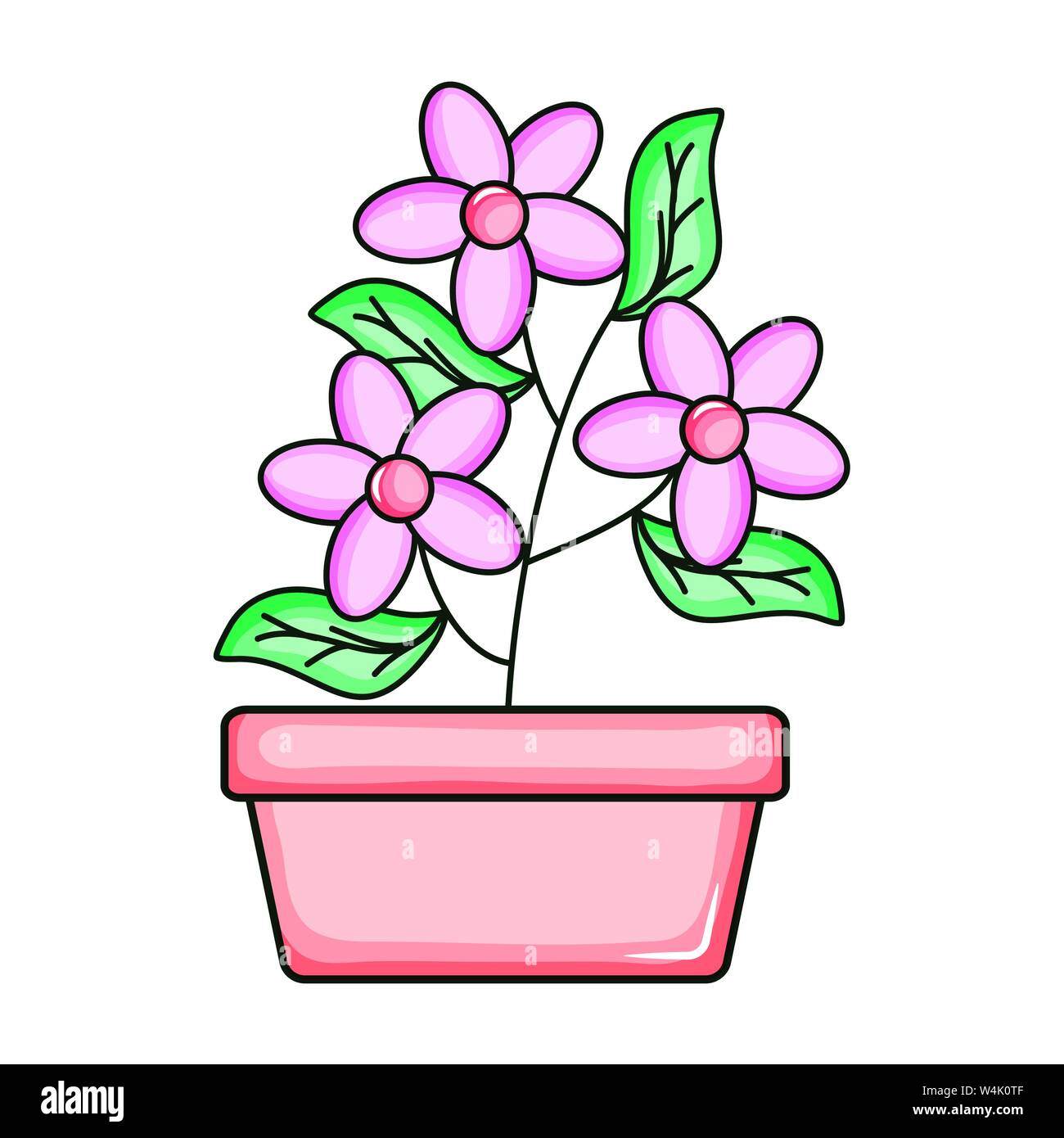 beautiful flowers garden in square ceramic pot vector illustration ...