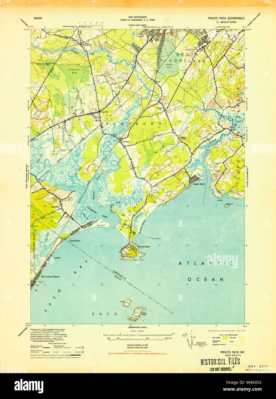 Prouts Neck Maine Map Maine Usgs Historical Map Prouts Neck 807074 1944 24000 Restoration Stock  Photo - Alamy