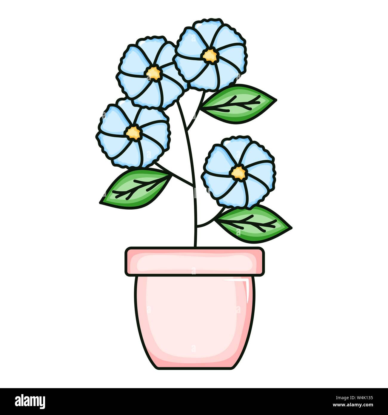 beautiful flowers garden in ceramic pot vector illustration design ...