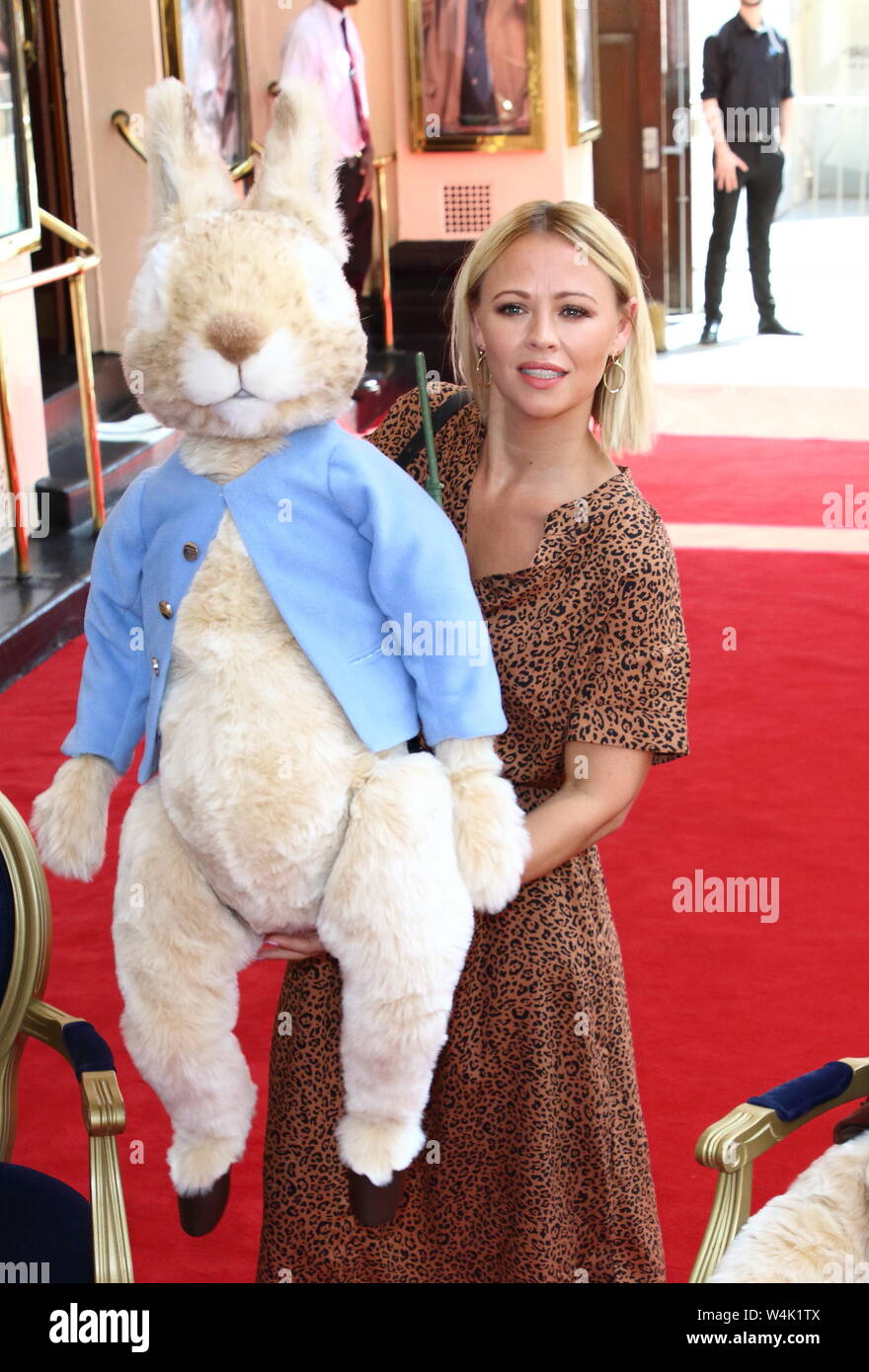 London, UK. 23rd July, 2019. Singer Kimberley Walsh attends the Where is Peter Rabbit Press Day at Theatre Royal, Haymarket Credit: SOPA Images Limited/Alamy Live News Stock Photo