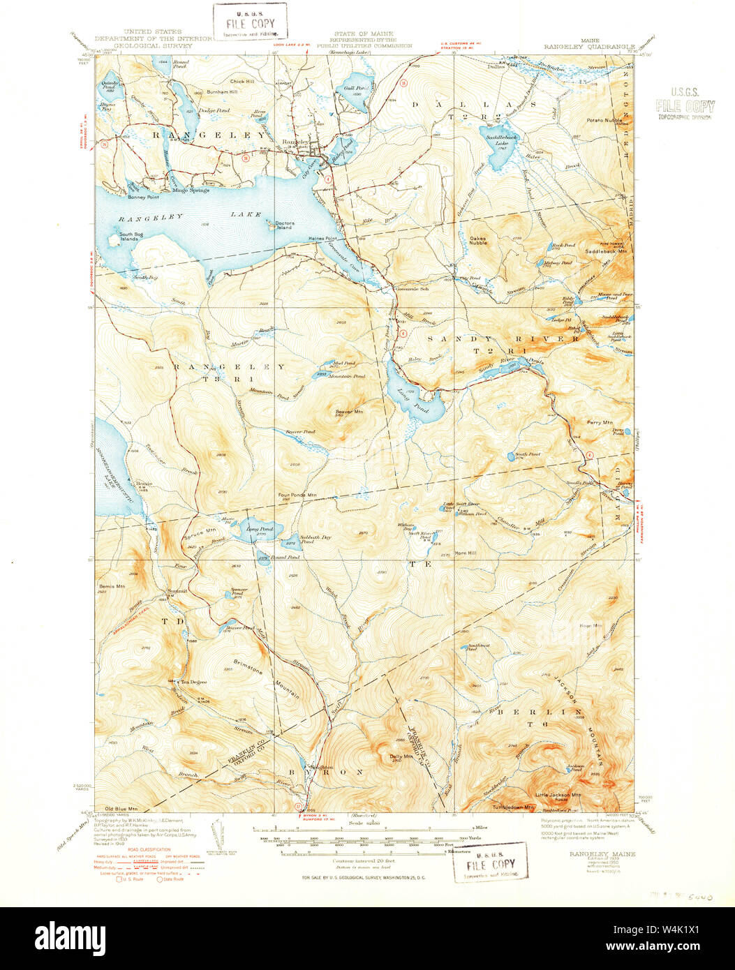 Maine USGS Historical Map Rangeley 460796 1939 62500 Restoration Stock