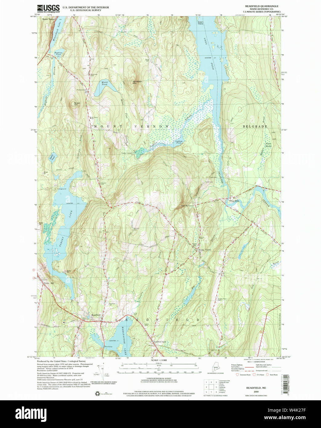 Maine USGS Historical Map Readfield 102912 2000 24000 Restoration Stock