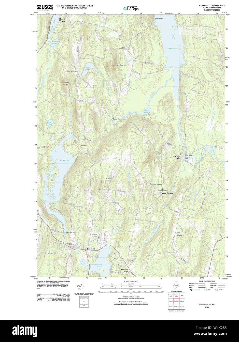 Maine USGS Historical Map Readfield 20110906 TM Restoration Stock Photo