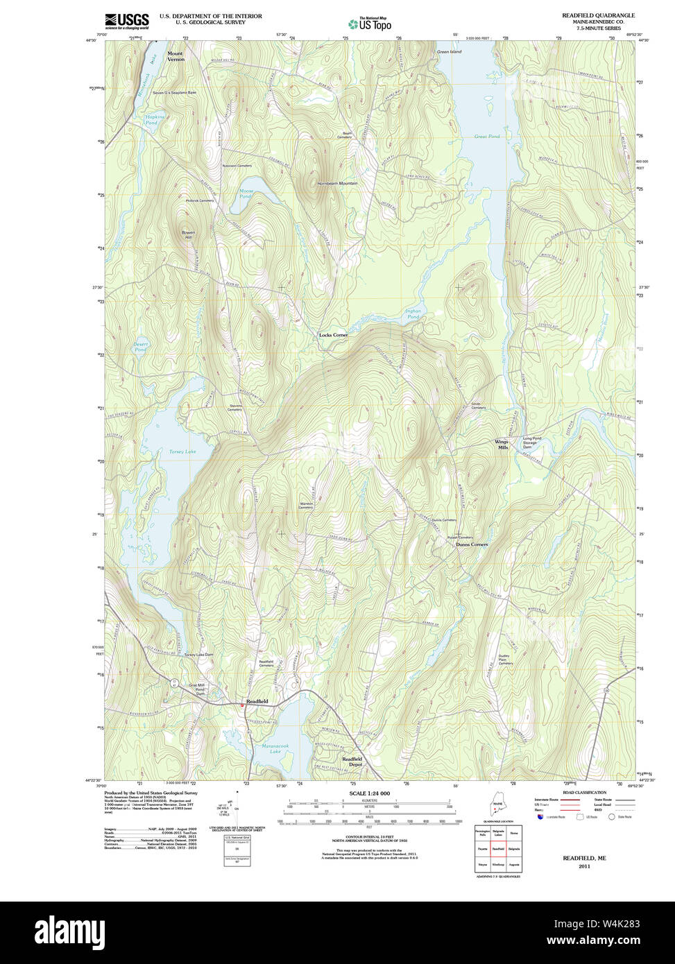 Maine Usgs Historical Map Readfield 20110906 Tm Restoration Stock Photo