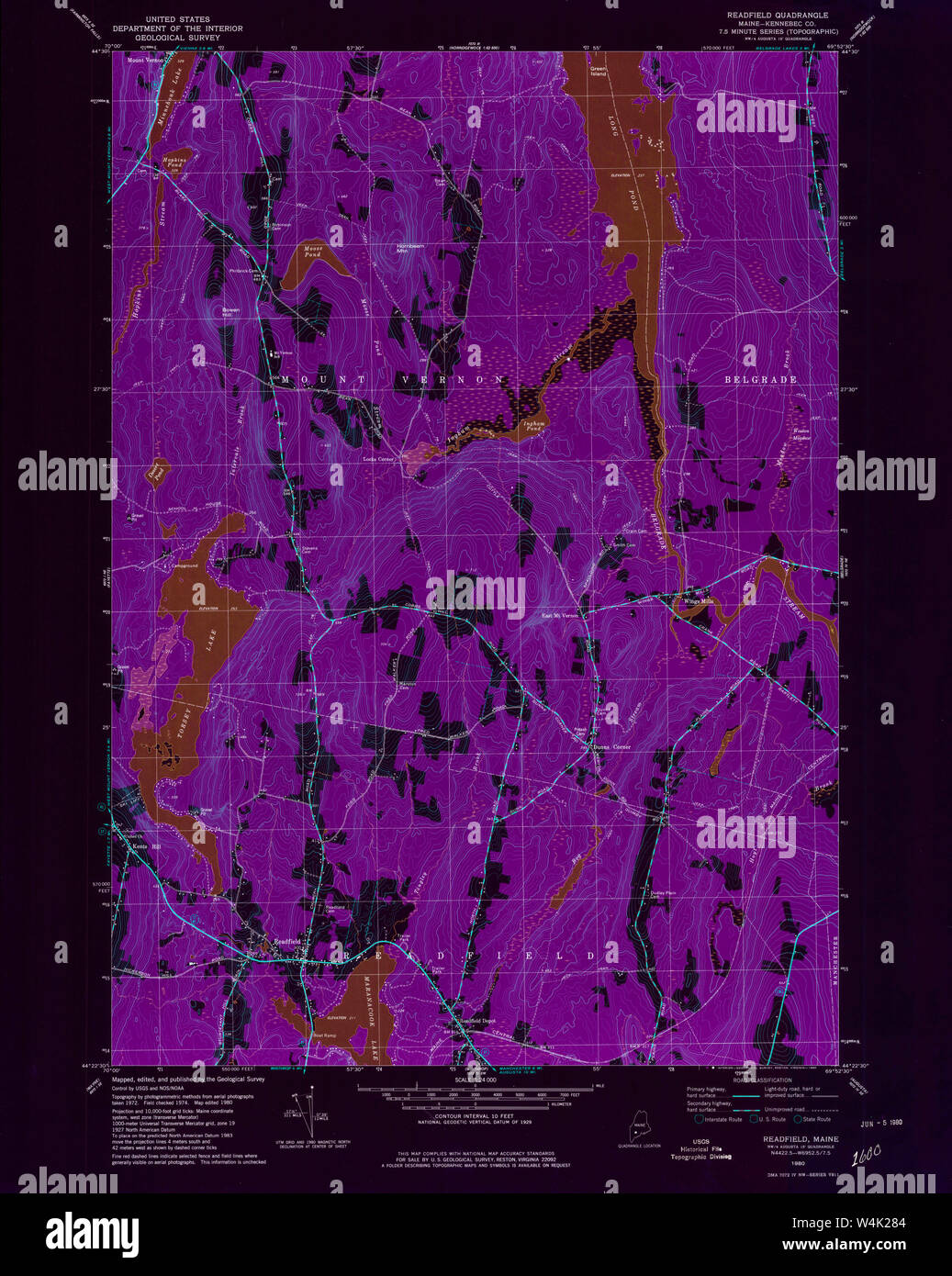 Maine USGS Historical Map Readfield 807093 1980 24000 Inversion