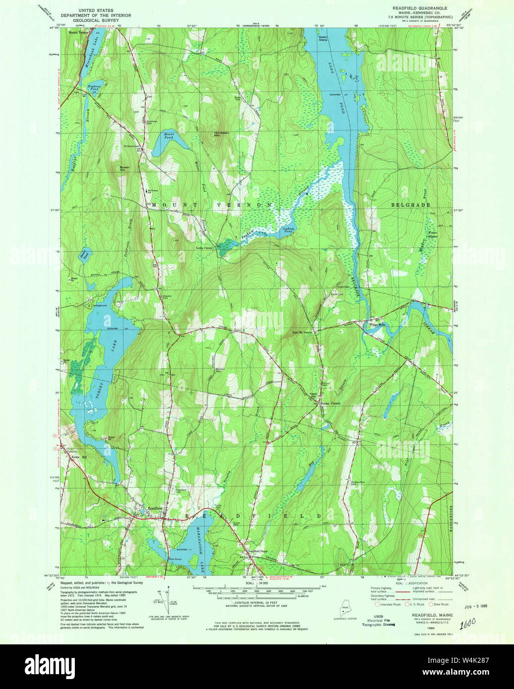 Maine USGS Historical Map Readfield 807093 1980 24000 Restoration Stock