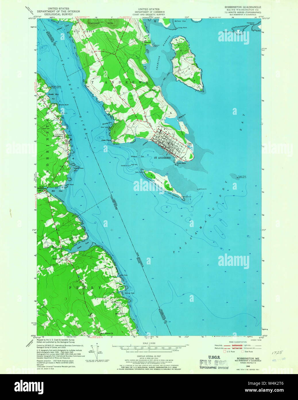 Maine USGS Historical Map Robbinston 807101 1949 24000 Restoration