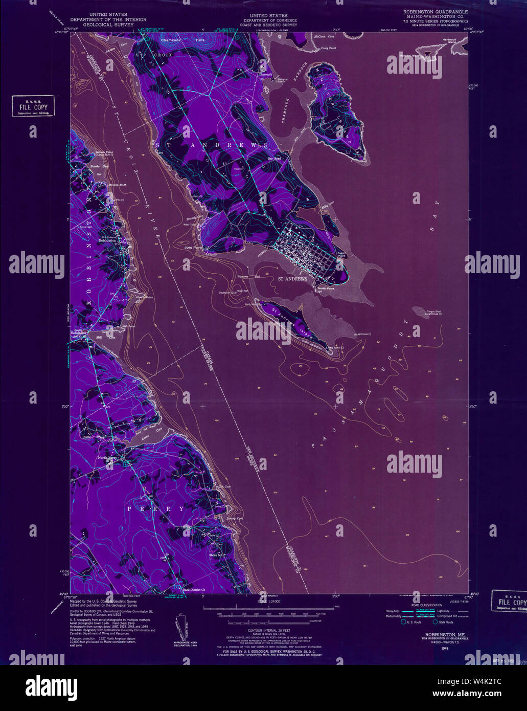 Maine USGS Historical Map Robbinston 807102 1949 24000 Inversion