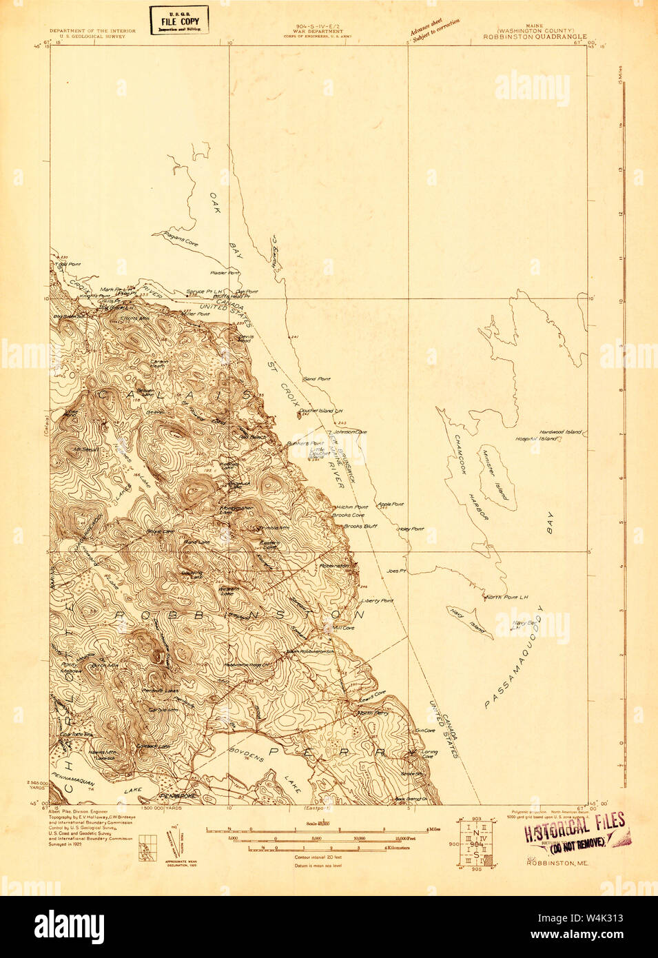 Maine USGS Historical Map Robbinston 807647 1929 48000 Restoration