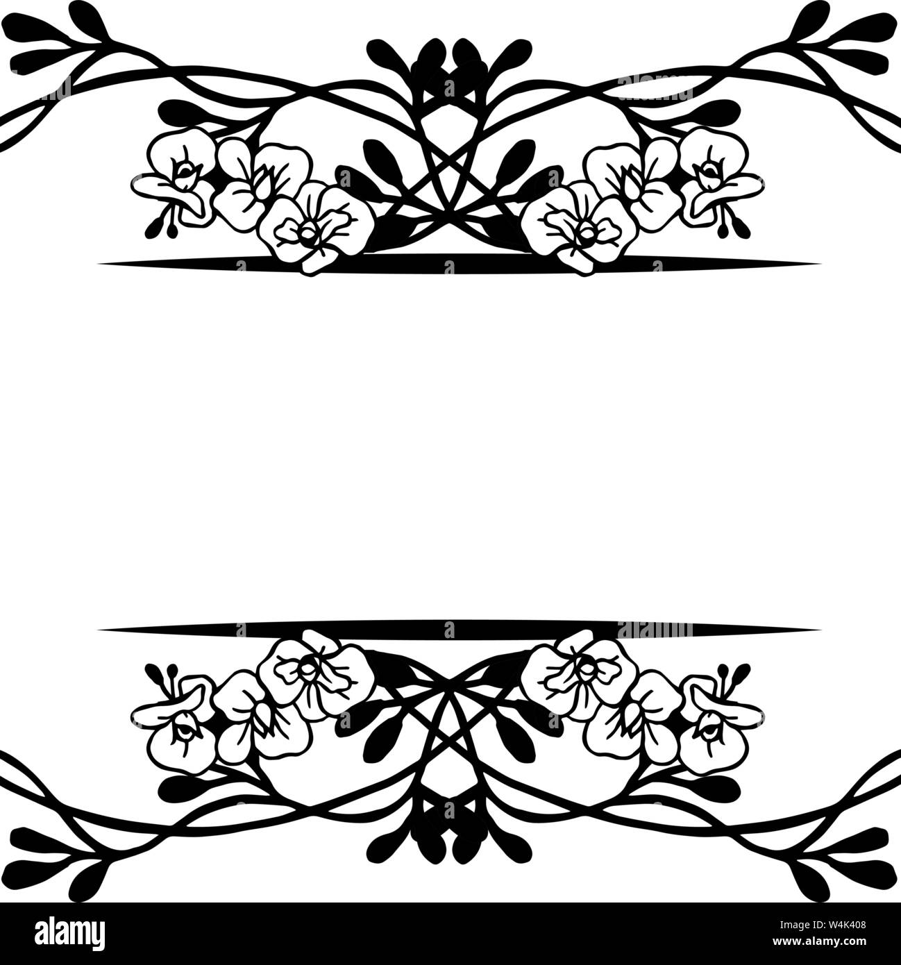 Floral ornament black and white, ornate wallpaper of invitation card