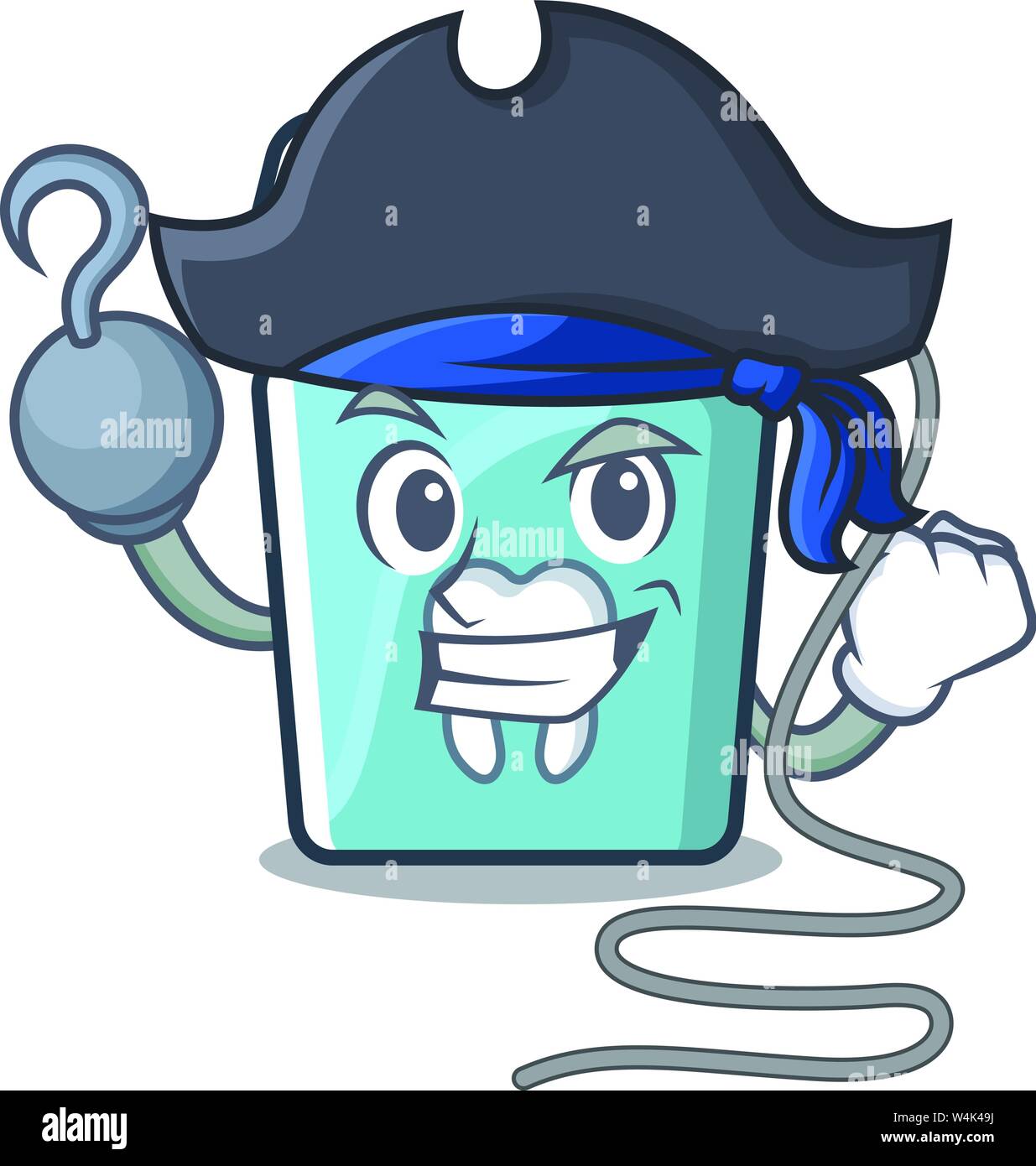 Pirate dental floss isolated with the character vector illustration