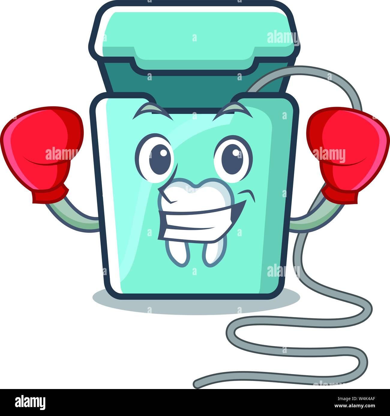 Boxing dental floss isolated with the character vector illustration