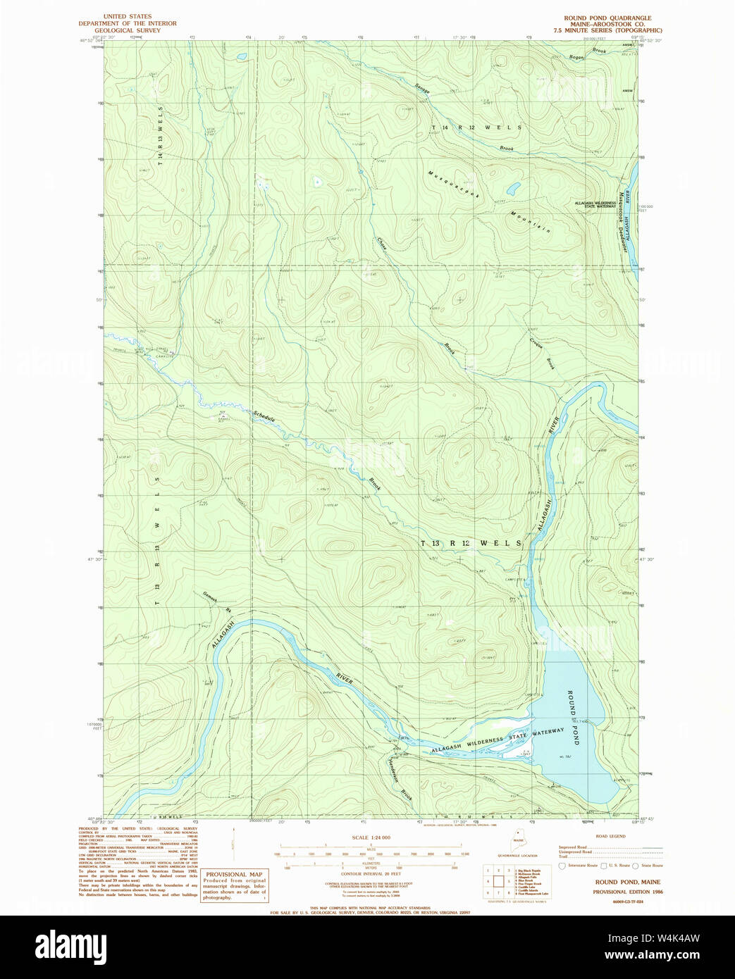 Round Pond Maine Map Maine Usgs Historical Map Round Pond 102929 1986 24000 Restoration Stock  Photo - Alamy