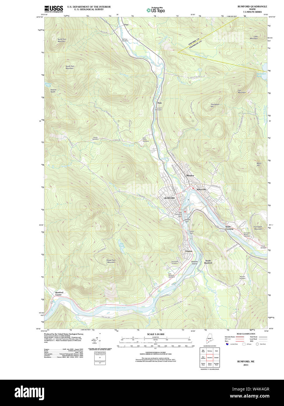 Maine USGS Historical Map Rumford 20110829 TM Restoration Stock Photo Alamy